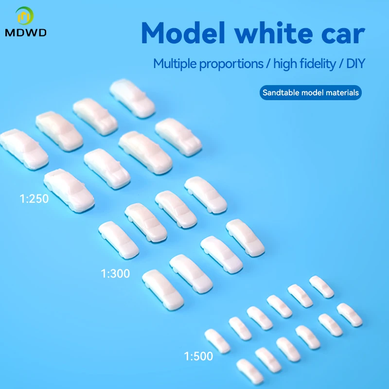 20pcs 1/250 1/300 Scale Plastic Model White Car For Architecture Building Diorama Kits Toy