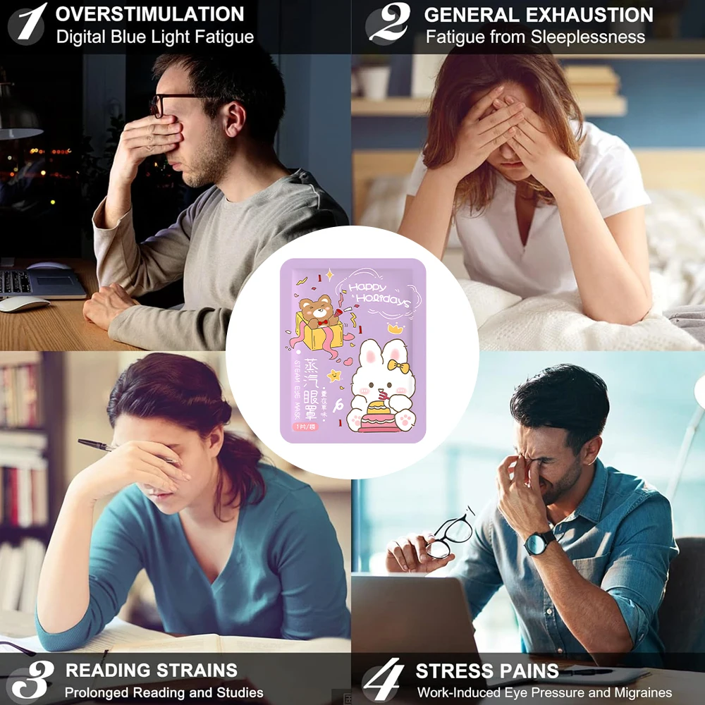 

3/5/10/15 шт., паровая самонагревающаяся маска для глаз, коробка, милая мультяшная одноразовая маска, снимает усталость, защитный пластырь, повязка на глаза, здоровье