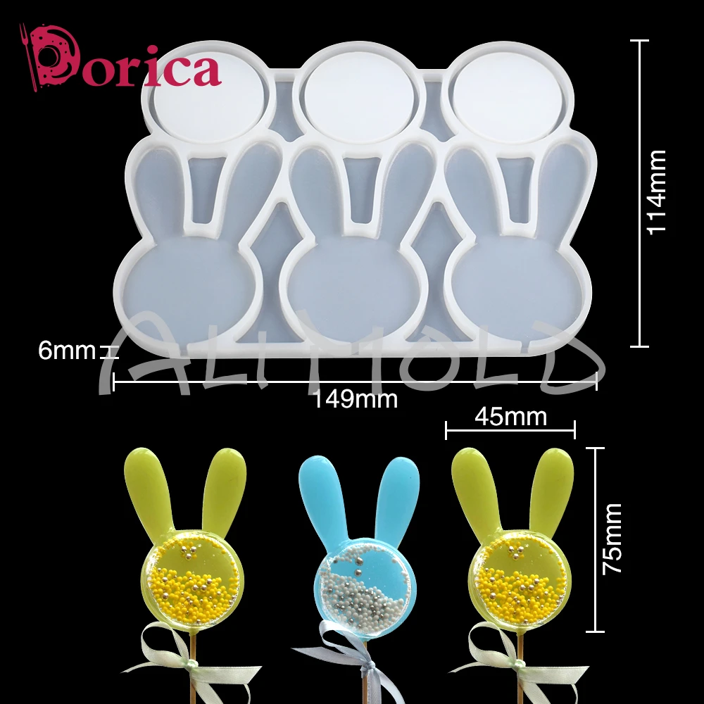 Dorico Easter Bunny Epoxy Lollipop Mold Diy Sugar Chocolate Silicone Mould Cake Decorating Tool Kitchen Bakeware Accessories