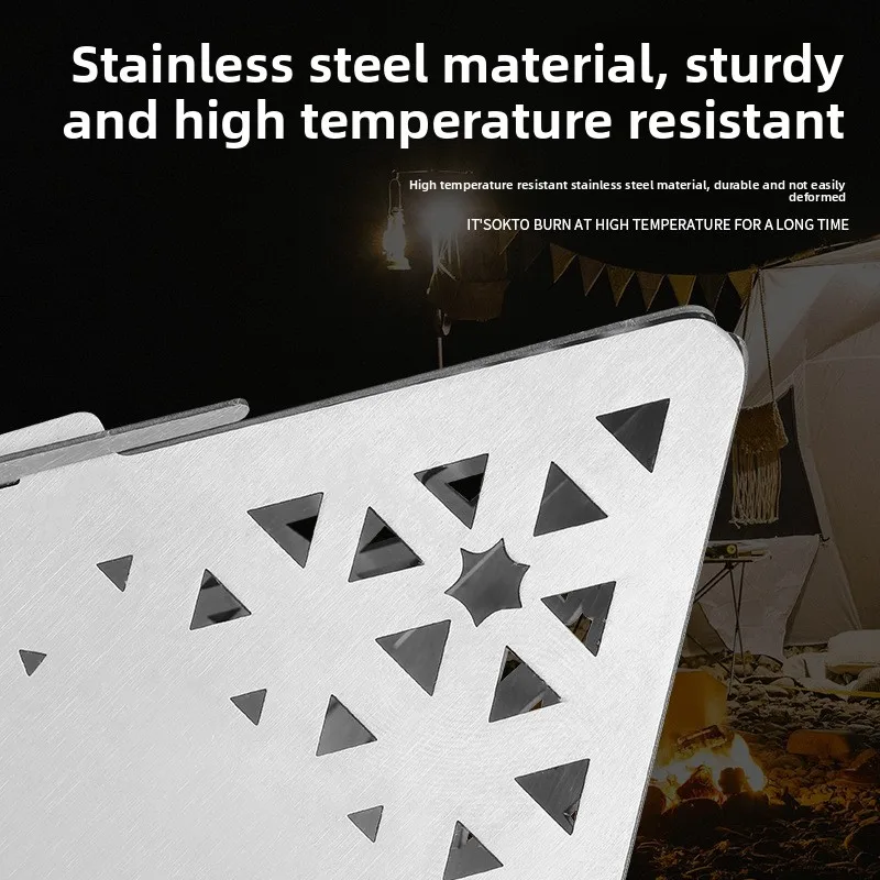 Stainless Steel Triangle Campfire Grill Hanger Outdoor Camping BBQ Hanging Rack Picnic Charcoal Fire Cooking Stand