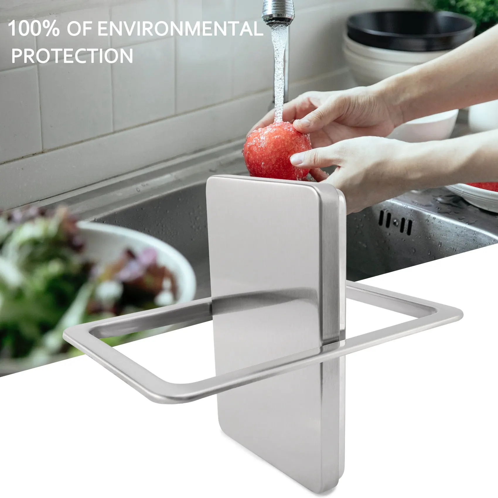 U-VBN-Stainless Steel Garbage Flap Lid Trash Bin Cover Flush Built-in Balance Swing Flap Garbage Lid for Kitchen Counter Top A