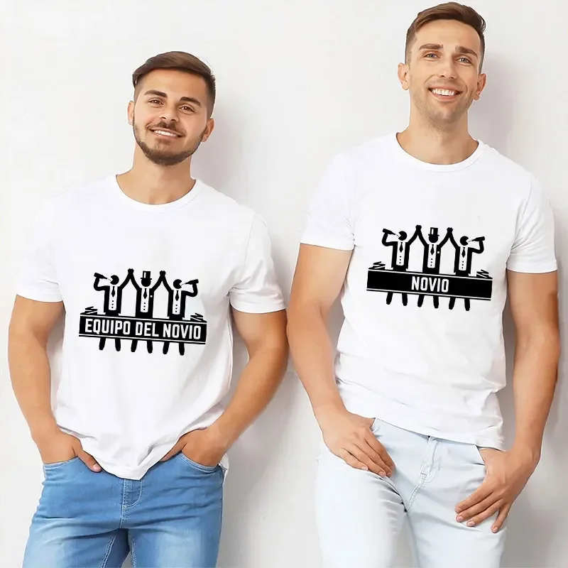 2024 Single Goodbye Party Team Groom T-Shirts Best Man Evg Equipo Del Novio Printed T-Shirt Spanish Bachelor Stag Party T-Shirt