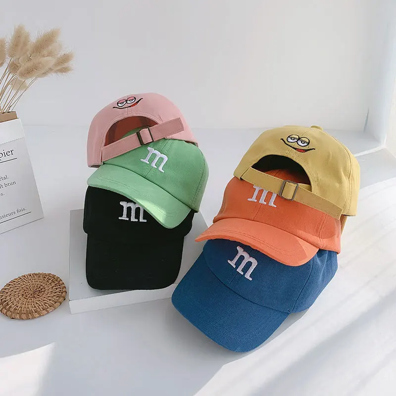 Cotton Baseball Cap For Children Fashion M Letter Embroidered Cute Kids Caps Summer Sunscreen Girls Boy Baby Hat 1-6Y