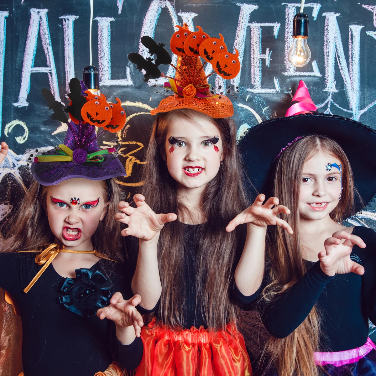 عصابة رأس للهالوين، قبعة على شكل يقطين ساحرة، طوق شعر برتقالي لحفلات الأطفال، ملحقات أداء المسرح