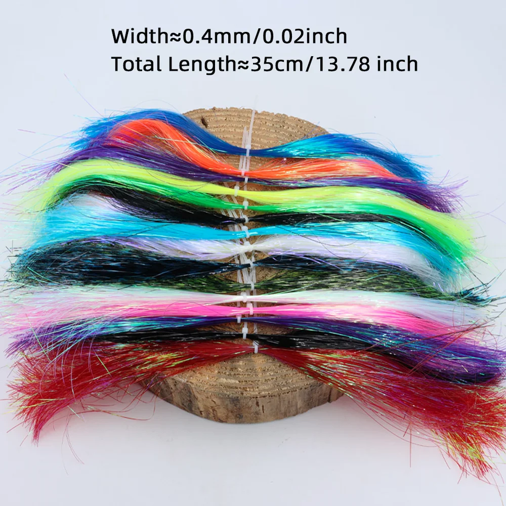 2 Packungen/14 Packungen 0,4mm Kristall-Flach-Tinsel Ice Wing Flashabou Tinsel Fliegenbindematerialien für Nymphen, Jigs, Köder, Minnows, Streamer-Fliegen – Detail 4
