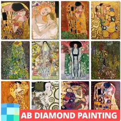 The Kiss And Hug 5D Diy Diamond Mosaic Gustav Klimt Abstract Art AB Drill Diamond Painting Full Square Round Embroidery Portrait