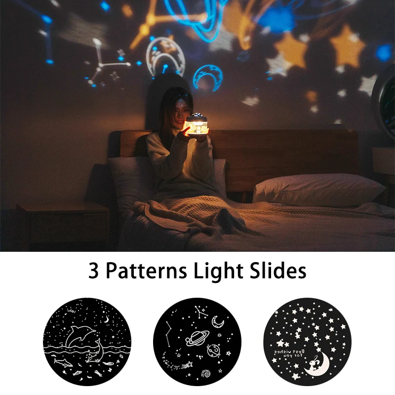 로맨틱 스카이 프로젝션 램프 장착 휴대용 공기 가습기, 다채로운 야간 조명, USB 충전식 미스트 메이커, 3 개 포함, 2000mAh 배터리, 신제품