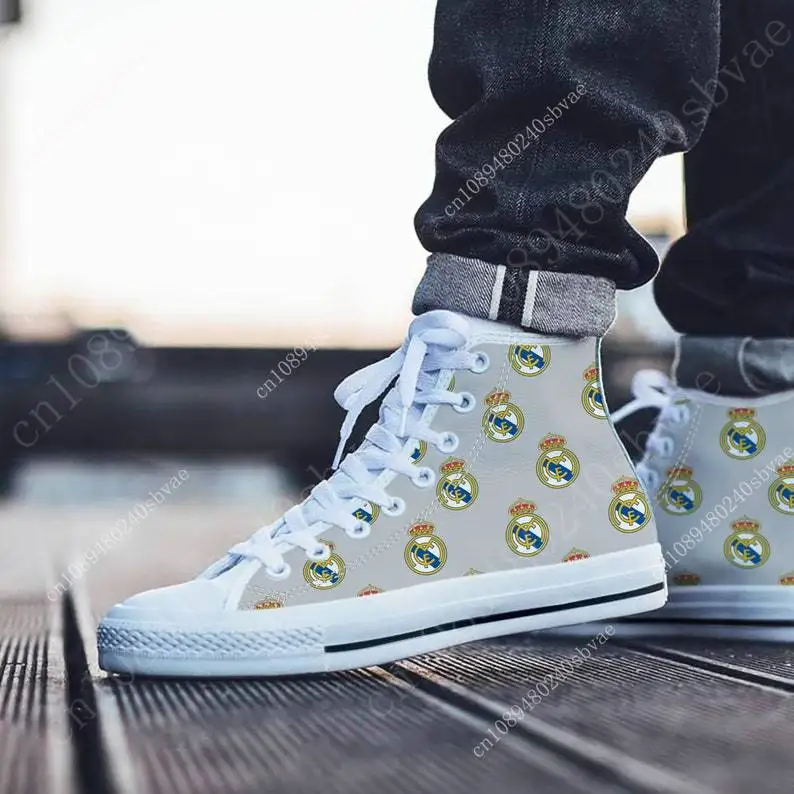 

Real Madrid High Top Shoes Mens Womens Teenager Sneakers Canvas High Quality Outdoor Daily Sneaker Custom Made Couple Shoe