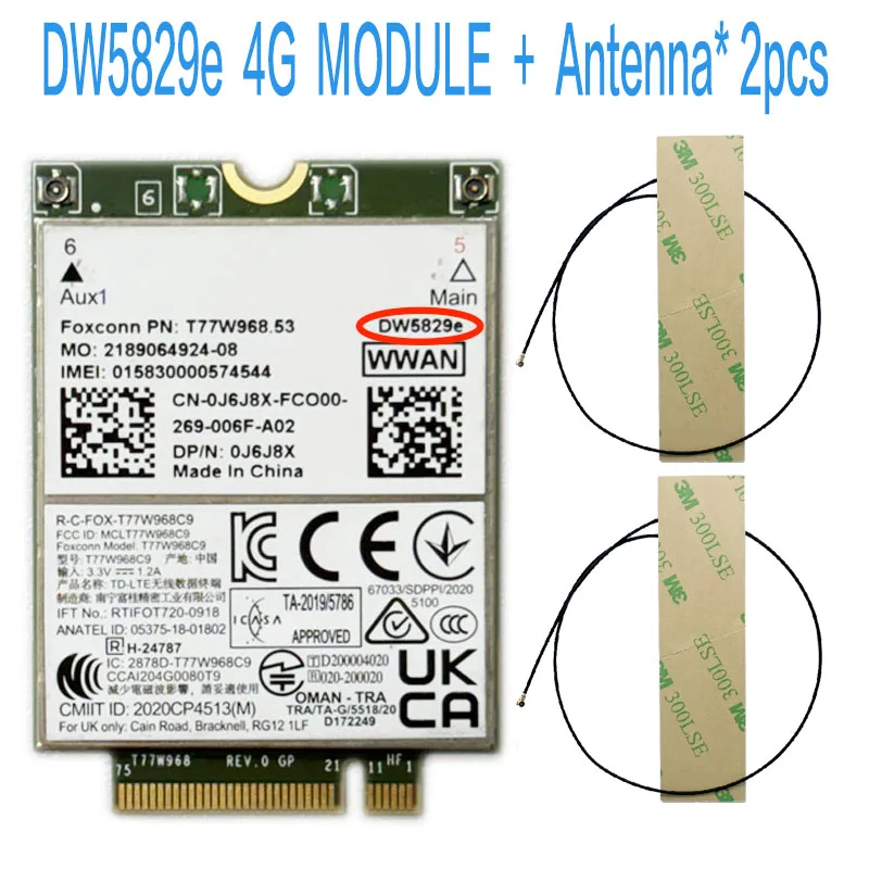 T77W968 DW5829e LTE Cat16 4G Module WWAN Latitude 5420 5424 7424 USB 4G module 7400 2-in-1 7600 7310 7400 7410 7540  DW5829e SIM