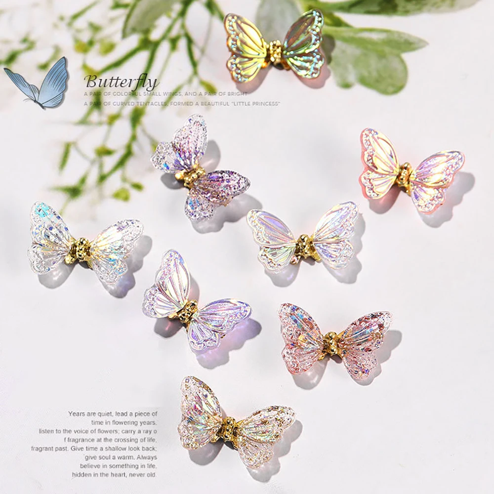 Charms glänzende Zirkon Aurora Schmetterling Schmetterling Nail Art Maniküre Schmuck Nail Art Dekorationen Nagel Strass