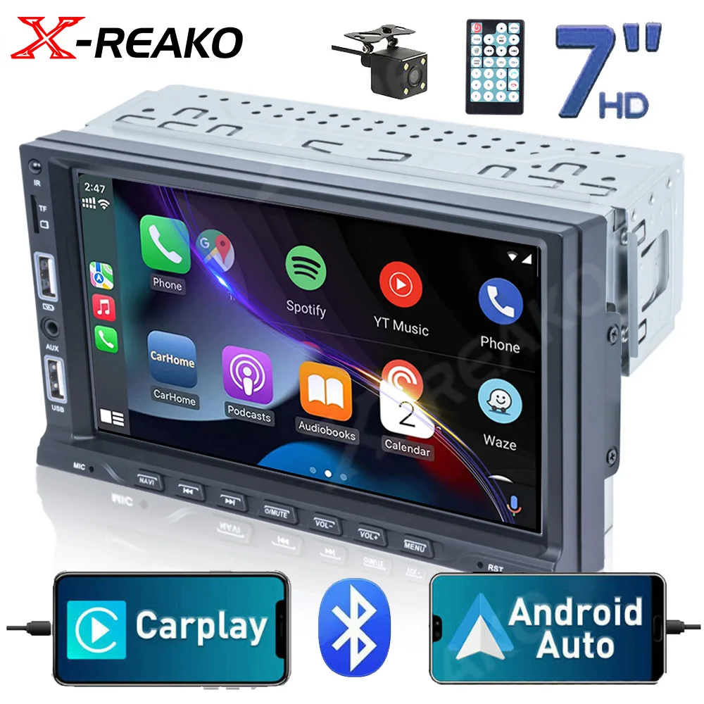 X-REAKO 1 Din Car Radio Inch  Universal Carplay Multimedia Player Android Auto Audio MP5 Bluetooth USB TF FM Camera Car Stereo