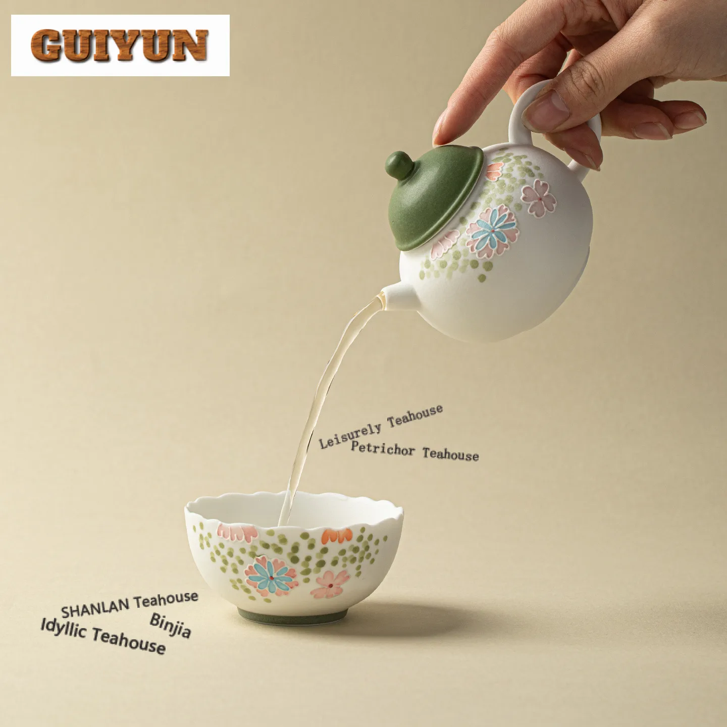 

Цвет подглазурного цвета, ручная роспись, цветочный чайный сервиз, полный набор, креативный набор для чайной церемонии, набор чайных чашек и чайных чашек, коллекция чайной посуды