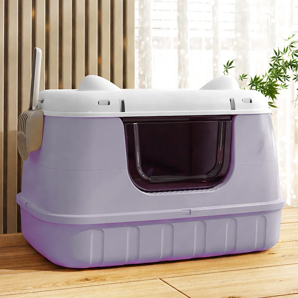 

Большой закрытый лоток для кошек с крышкой, туалет для кошек, лоток для наполнителя, подходит для крупных пород кошек или домов с несколькими кошками.
