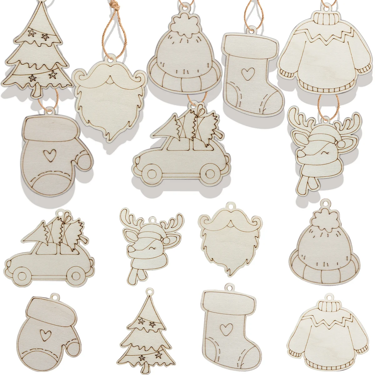 10 Stück Weihnachts hirsch Holz verzierung Weihnachts baum hängen Anhänger für Navidad Party Dekoration Noel DIY Malerei Geschenke Lieferungen