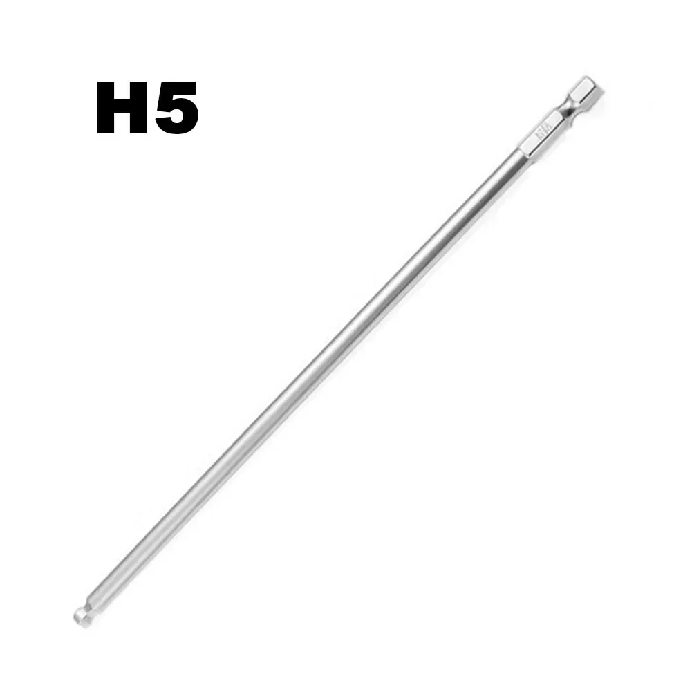 1Pcs Screwdriver Bit 200mm H3 H4 H5 H6 Alloy Steel Hex Magnetic Head Electric Screwdriver Bits Silver Hand Tools Accessories