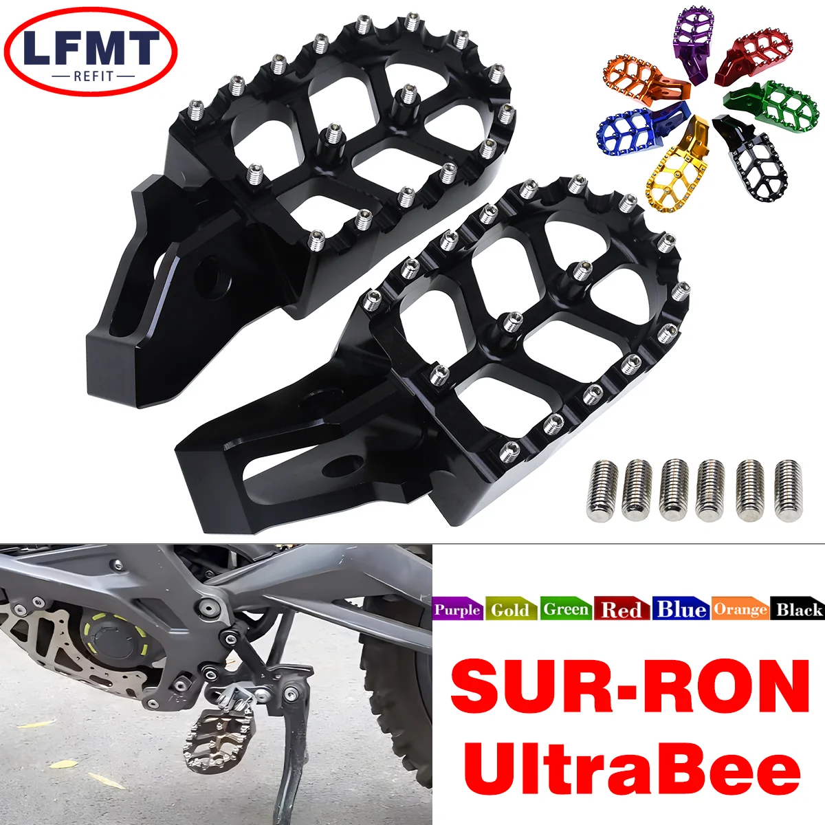 

Motorcycle CNC Foot Pegs Pedal Mounting Pedal Retrofit Bracket For Sur-Ron Surron Sur ron Ultrabee Ultra Bee Off-Road Bike Parts