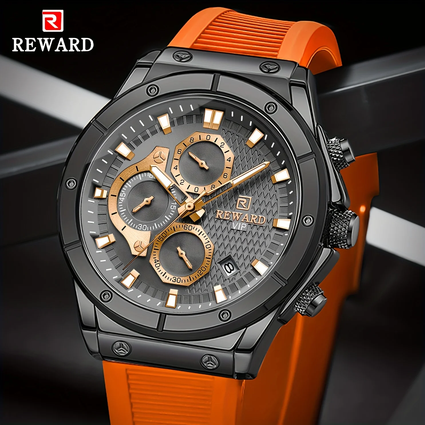 REWARD Men Watch Top Brand Luxury Chronograph Quartz Mens Watches Orange Military Waterproof Wristwatch Relogio Masculino