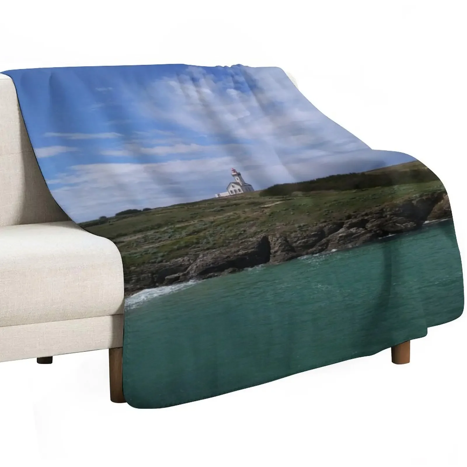 The lighthouse of the Poulains Belle-?le-en-Mer Throw Blanket Cute Bed linens Weighted Blankets For Sofas Blanket