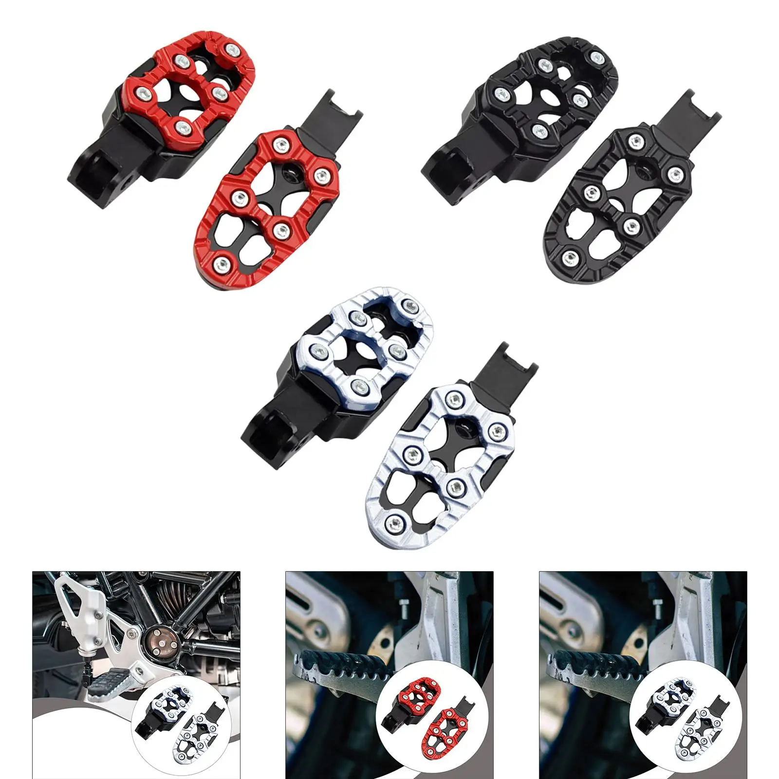 Generic دراجة نارية أوتاد القدم تعديل سهلة التركيب سبائك الألومنيوم تنوعا دراجة نارية مساند القدم دواسات القدم مساند القدم