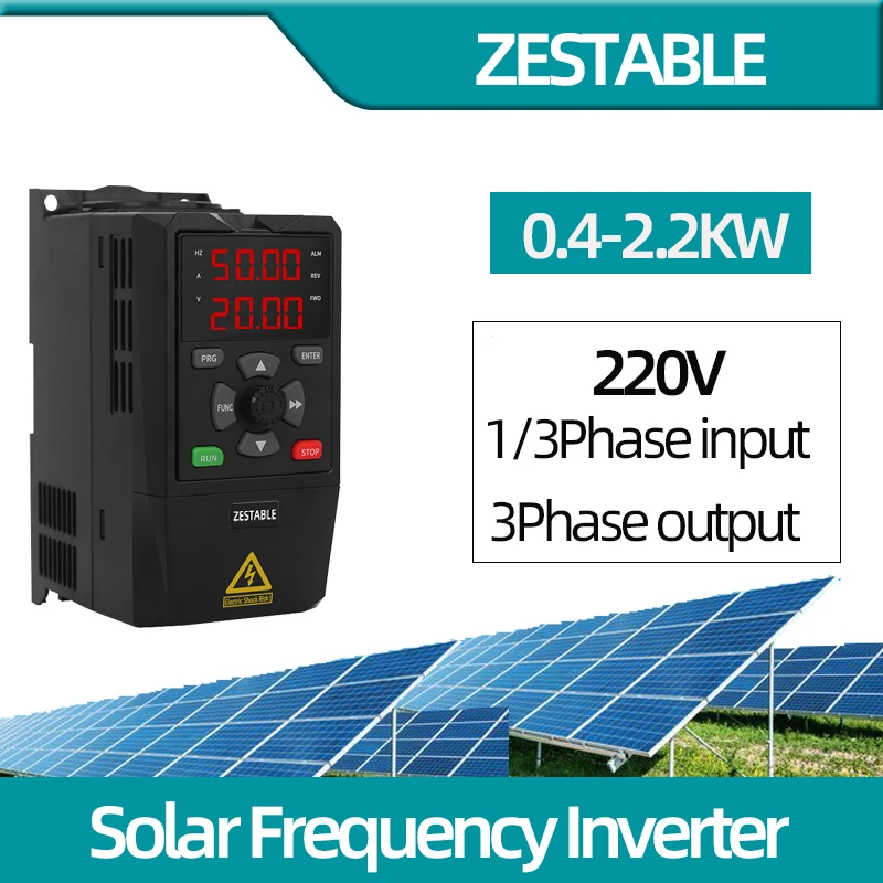 Solar VFD 0.4-2.2KW solar Frequency Drive 3 Phase 220V Output solar Variable Frequency Inverter Motor Speed Control solar vfd