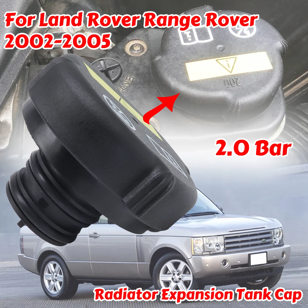 

For Land Rover Range Rover 2002 2003 2004 2005 Coolant Reservoir Radiator Rad Expansion Tank Cap Water Tank Filler Cover 2.0 bar