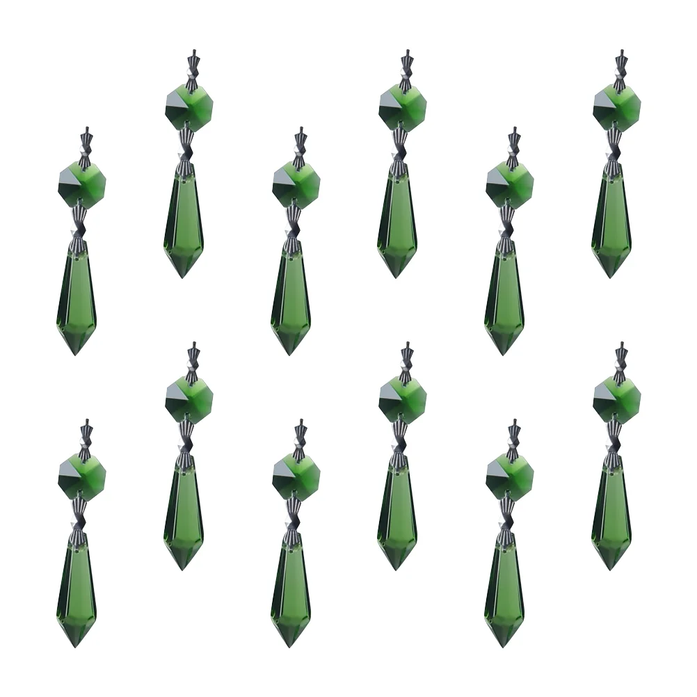 

12 Pcs Charm Holder Necklace Crystal Curtain Pendant Window Greencrystal Ornaments for Costume Beads Garland Hanging