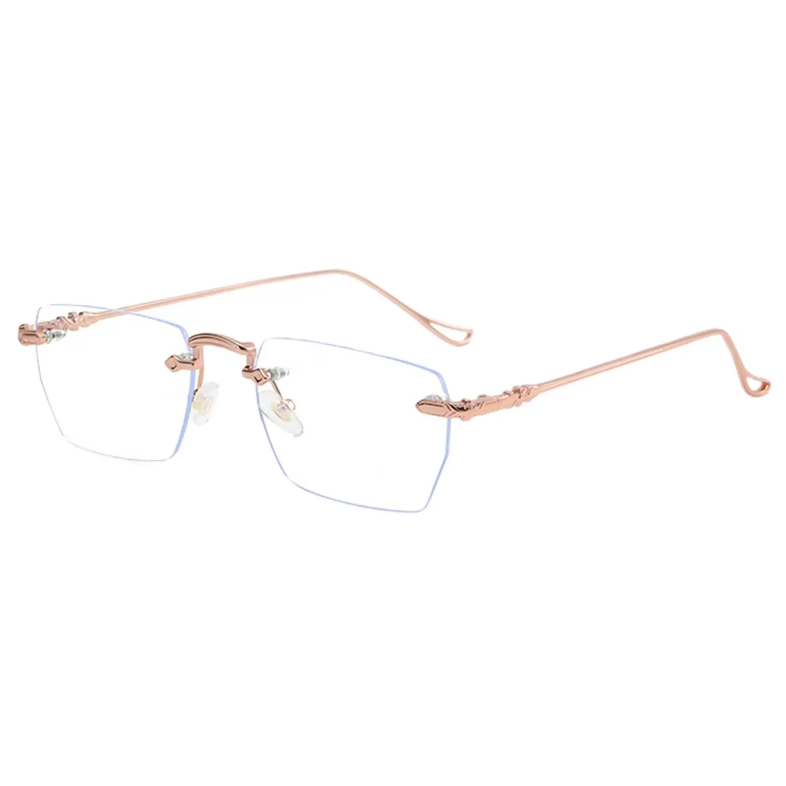 Stylish Clear Eyeglasses, Light Eyewear Lightweight Rimless, Anti-, ,Square Computer Glasses for Unisex Work Game