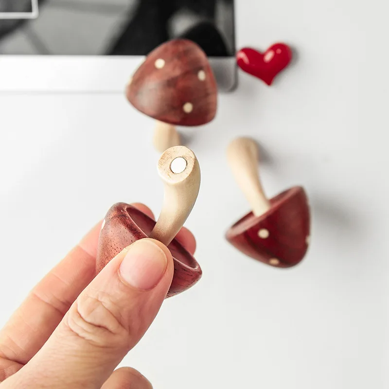 Wooden Mushroom cloud Fridge Magnet Refrigerator Magnetic Sticker 3D Cute Message Board Reminder Home Decoration Kitchen