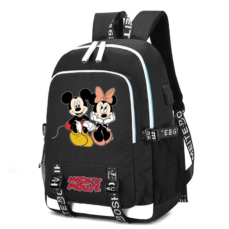 Disney Mickey Mouse Backpack Canvas Printed Backpack Teen School Bag for Girl Boy Large Capacity Bookbag for Kid Gift