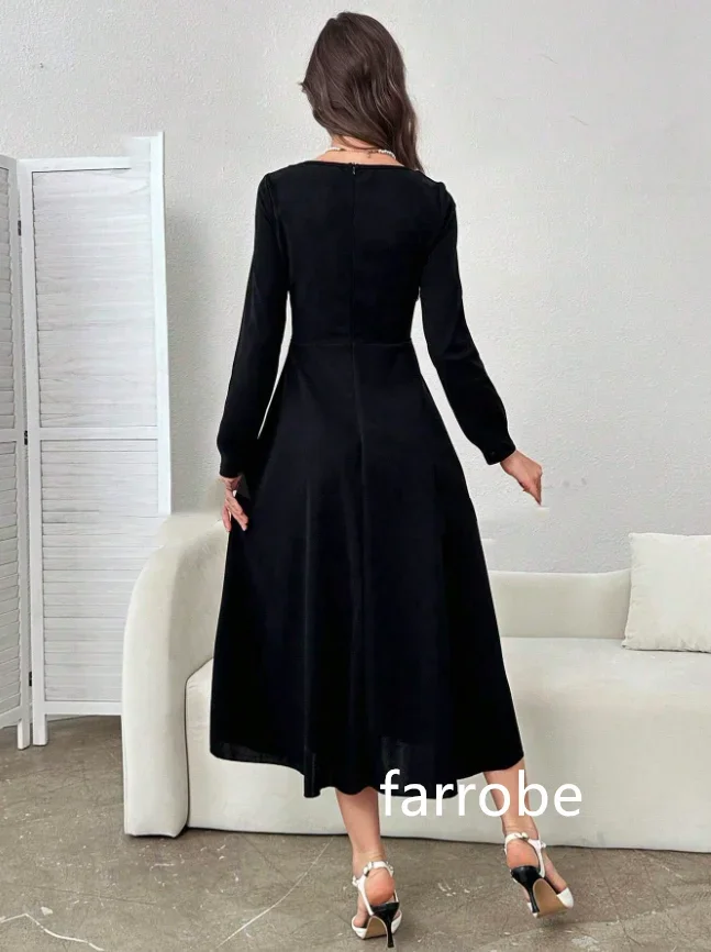 Sparkle Jersey Pleat Flower A-line O-Neck Midi Dresses Prom Dresses Classic Exquisite Modern Style Pastrol Unisex Chinese Style