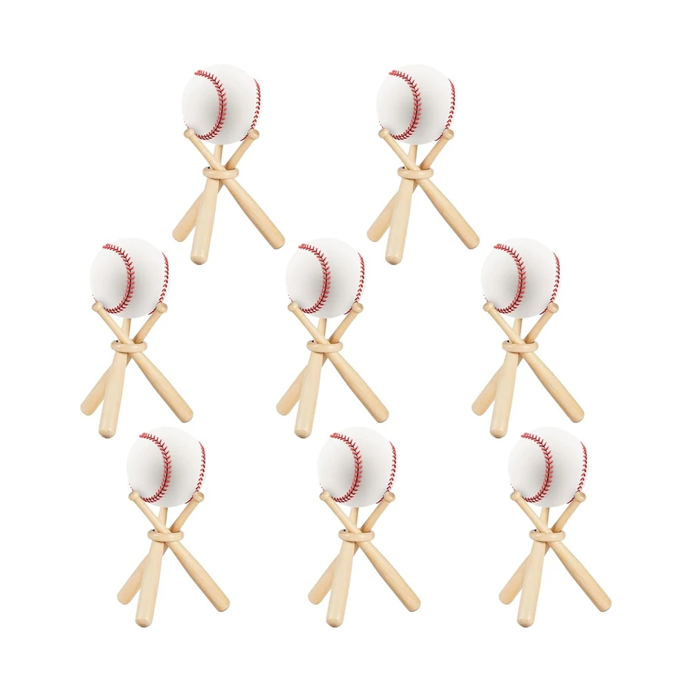 8 Sets Baseball Stand Baseball Holders for Balls Display Baseball Bat Wooden Display Stand Holder Display Baseball