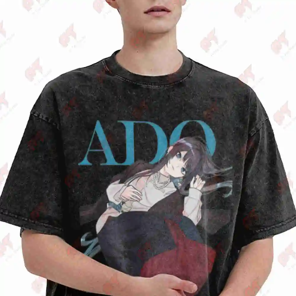 Ado Japanese Manga 2000s Retro Anime Vintage Washed Tee Pure Cotton T-Shirt