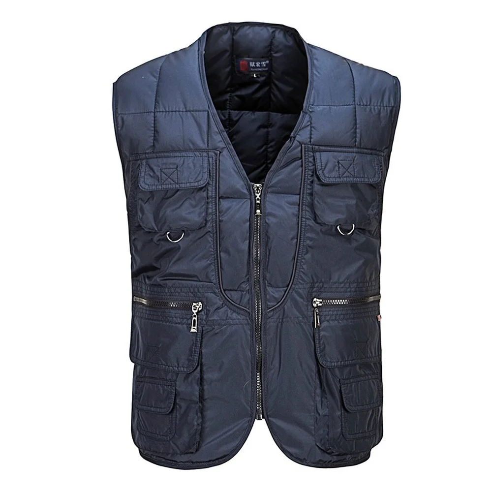 Winter Cotton Padded Thick Vest For Men With Many Pockets New Parka Casual Warm Hot Snow Tool Travel Waistcoat Sleeveless Jacket