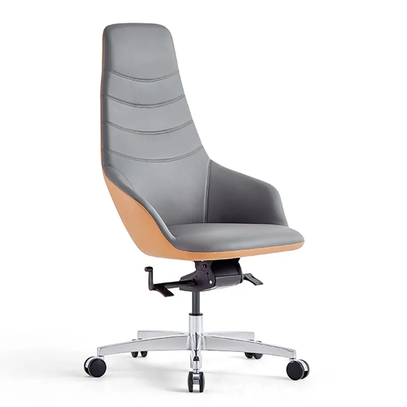 @#Luxury Genuine Leather High-Back Boss Chair Heavy-Duty Reclining Office Chair with Tilt Lock for Executive Office
