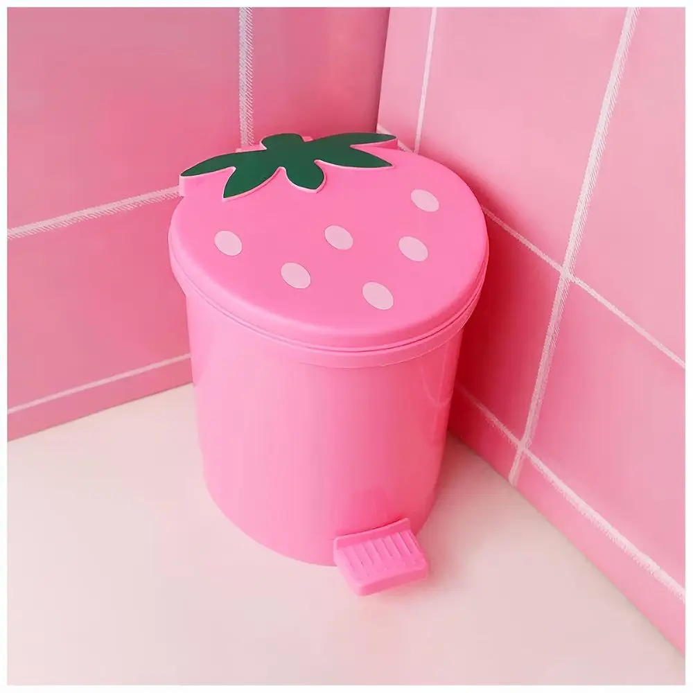 

1 Gallon Pink Small Trash Can with 2 Garbage Bags and 20 3D Stickers for Cute Room Decor