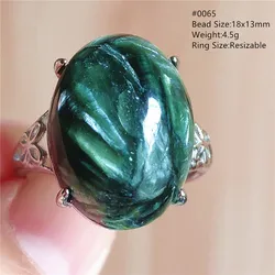 Natural Green Seraphinite Adjustable Ring Women Men Seraphinite Ring Clinochlore Gemstone 925 Sterling Silver AAAAAA