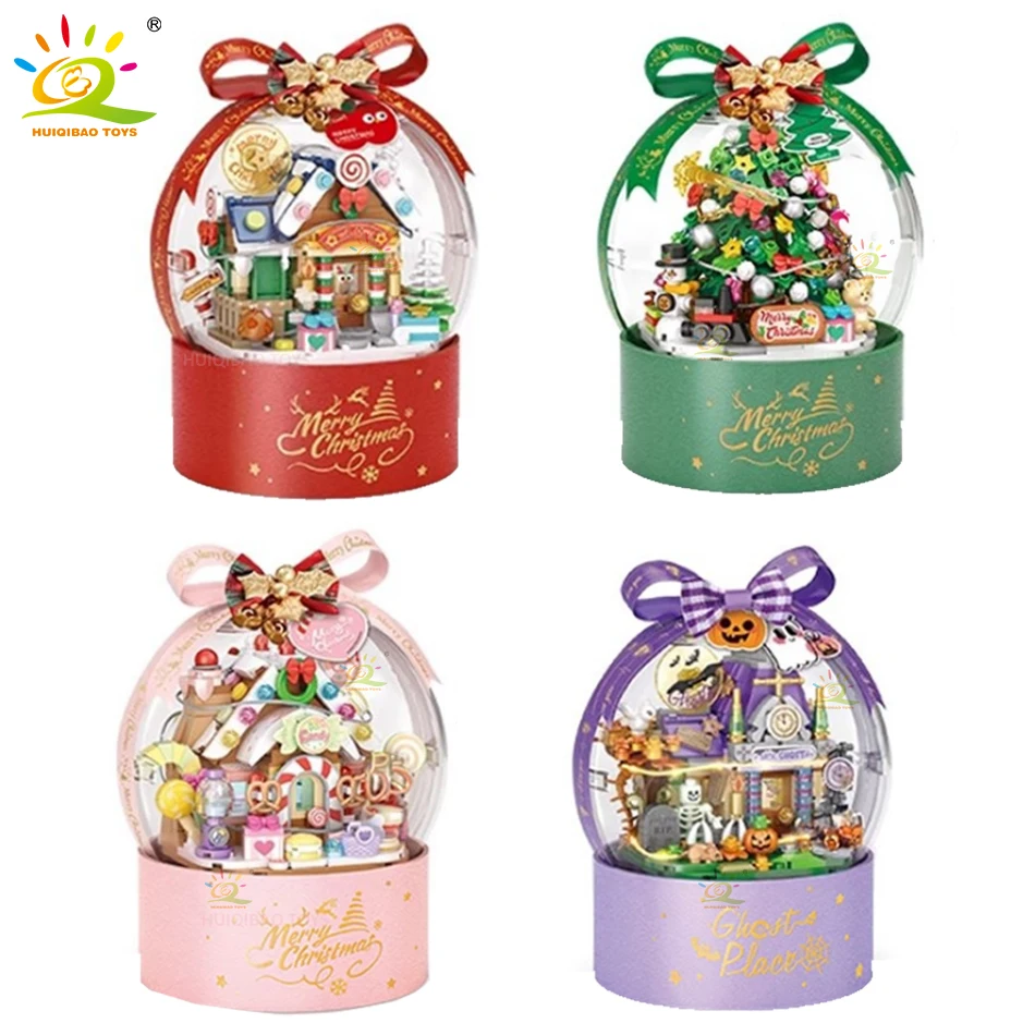 

Ideas Christmas Tree Box Mini Building Blocks Santa Claus Candy Halloween Haunted House Mirco Bricks Xmas Gifts Toy for Children