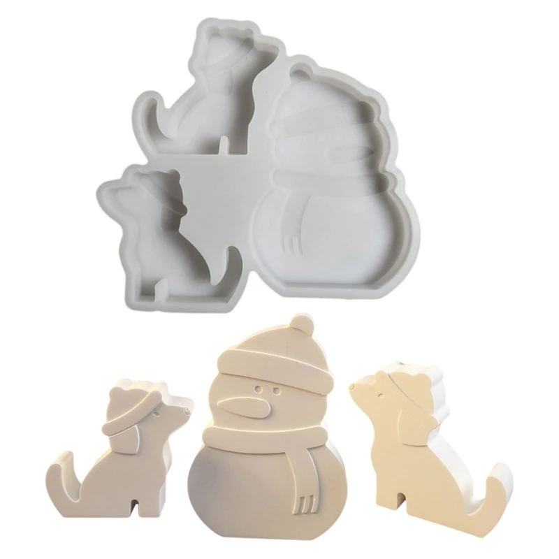 Molds Dog Snowman Silicone Texture Crafting Molds for Ornament 97QE