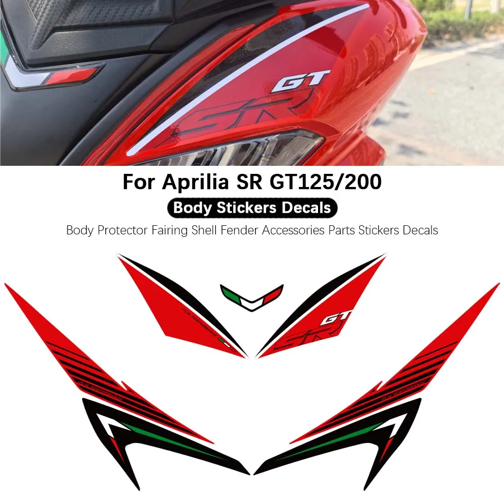 

Motorcycle For Aprilia SR GT 125 200 Sport Replica Body Protector Fairing Shell Fender Accessories Parts Stickers Decals SRGT200