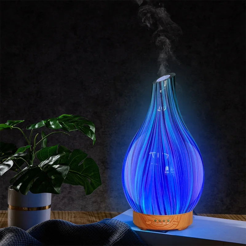 

Household 2025 New Arrival Portable Glass Aroma Diffuser Air Humidifier Diffusor Bedroom 3D Glass Aromatherapy Lamp Spray