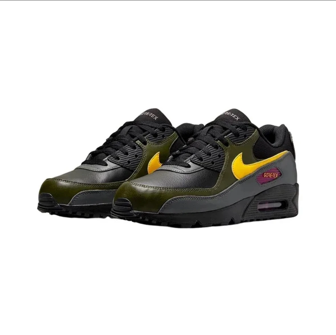 Nike-Zapatillas deportivas Air Max 90 Vintage para hombre, deportivas negras y amarillas, resistentes al desgaste y amortiguadoras, para correr al