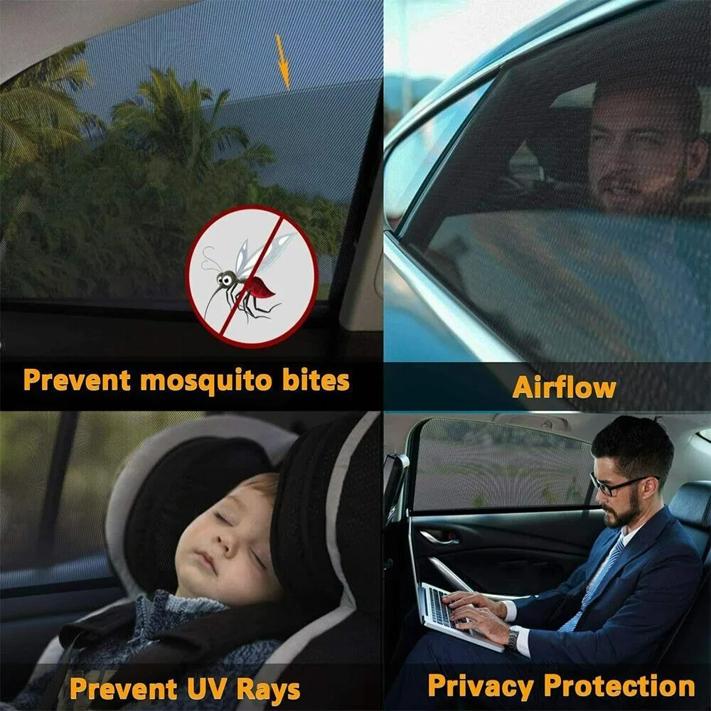 Car Rear Side Window Screen Mesh Cover Privacy Mosquito and Bug Screen Sun Shield UV Camping Sun Visor Sun Shield