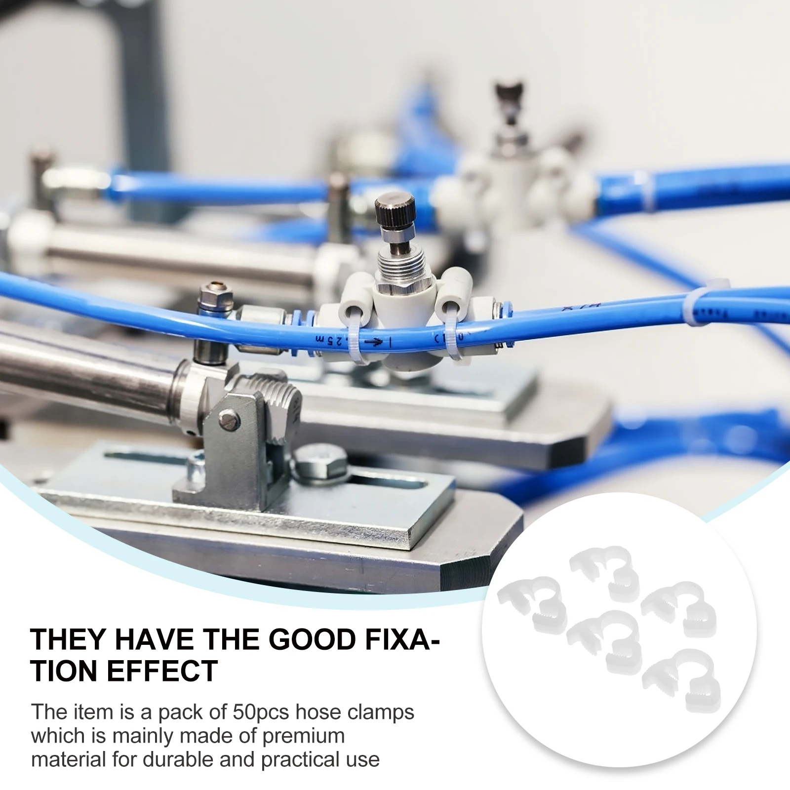 

50pcs Plastic Hose Clamps Durable Tube Clamp For Machinery Electrical Appliances Ventilation Decorative Building Materials