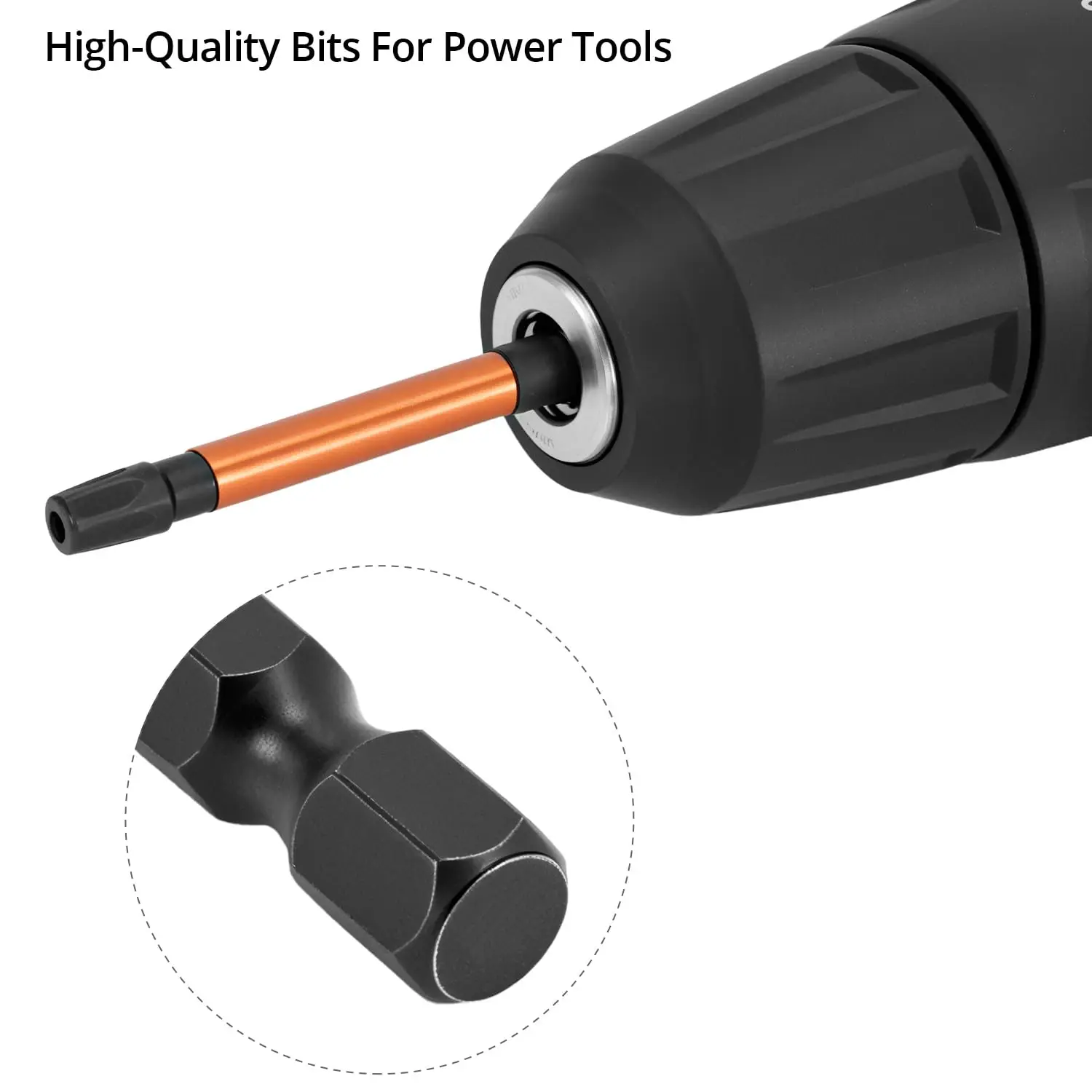 مجموعة لقم مفك توركس مكونة من 13 قطعة من رافورد (T5-T40، 75 مم): سبائك فولاذية S2، مغناطيسية قوية، ساق سداسية 1/4 بوصة، متوافقة مع برنامج تشغيل الصدمات