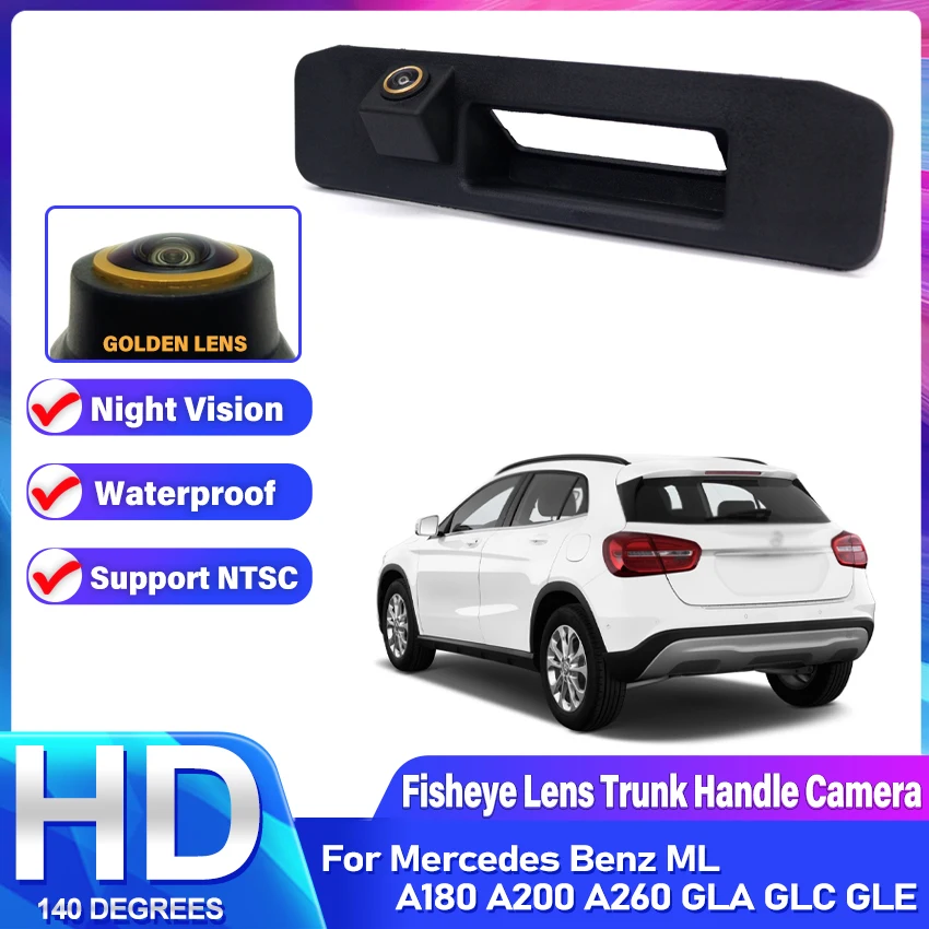 hd-1080p車載リアビューカメラ、メルセデスベンツml-a180-a200-a260-gla-glc-gle用防水バックアップカメラ（トランクハンドル一体型）