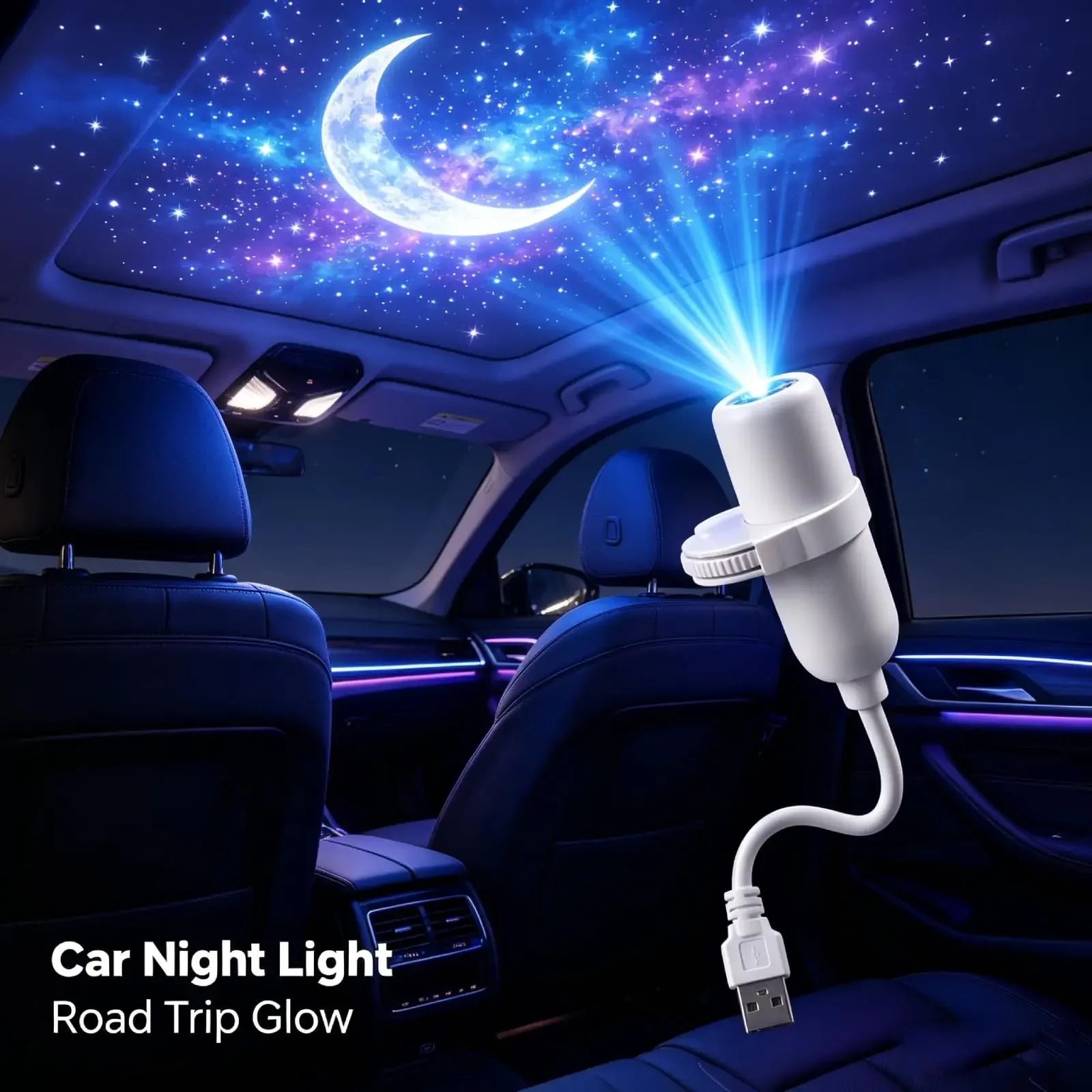 2-in-1 USB-Ambientelicht Sternenhimmel-Projektion Atmosphäre Mehrere Szenen Einstellbare Fokusdistanz Nachtbeleuchtungsfunktion – Detail 1
