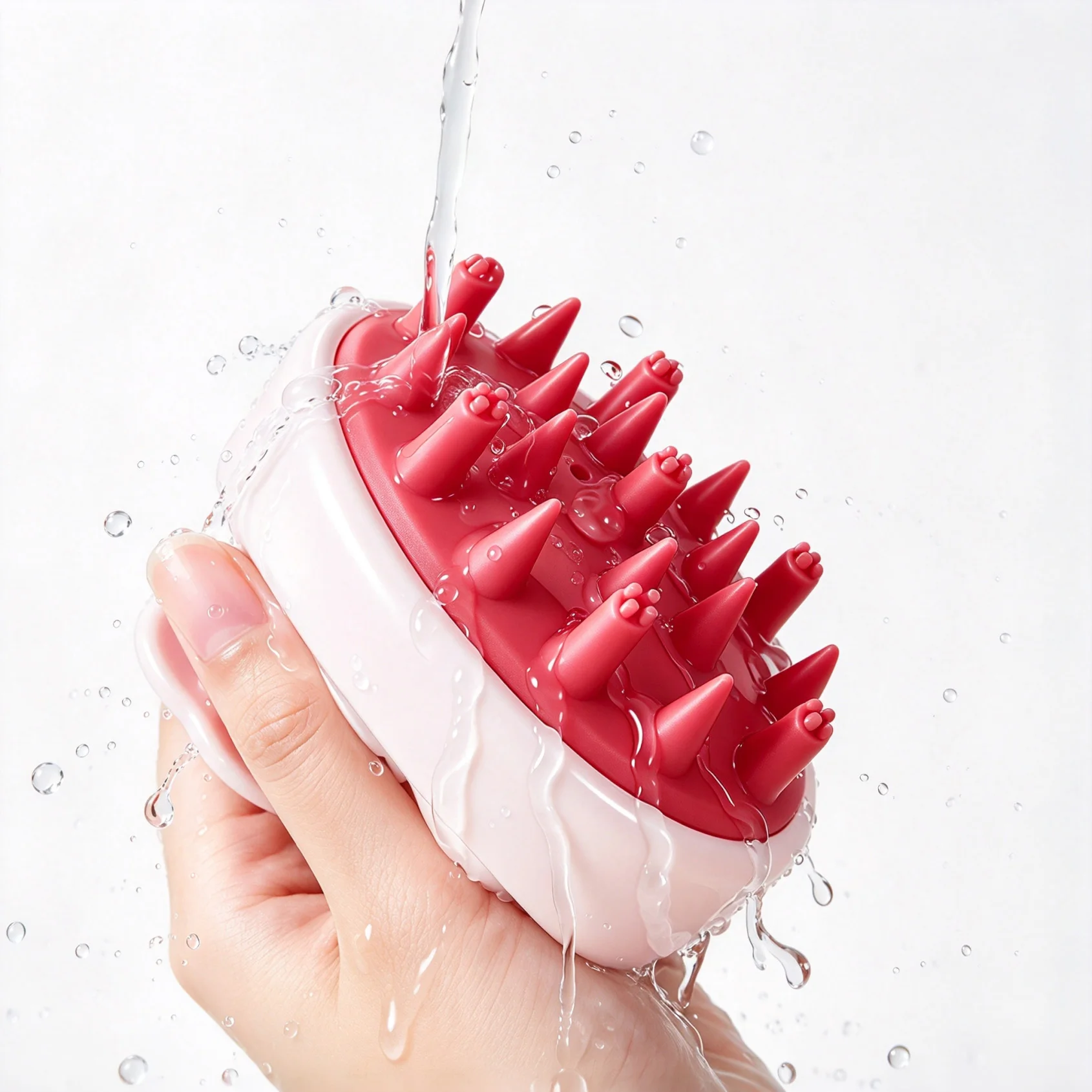 Silicone Scalp Massage Shampoo Brush with Handle Soft Round Bristles Hair Scrubber for Deep Cleansing Use Shower Hair Washing