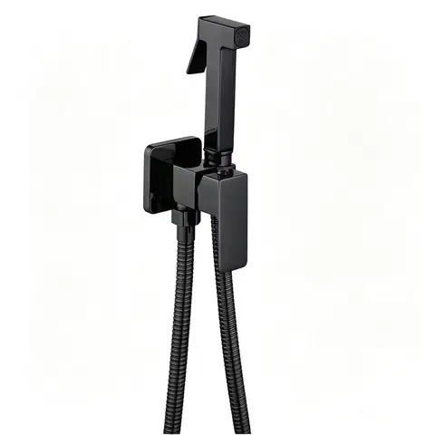 Wall Mounted Bidet Sprayer Hot & Cold Square Handheld Toilet Shattaf High-Pressure Cleaning Spray Gun with Stand for Bathroom