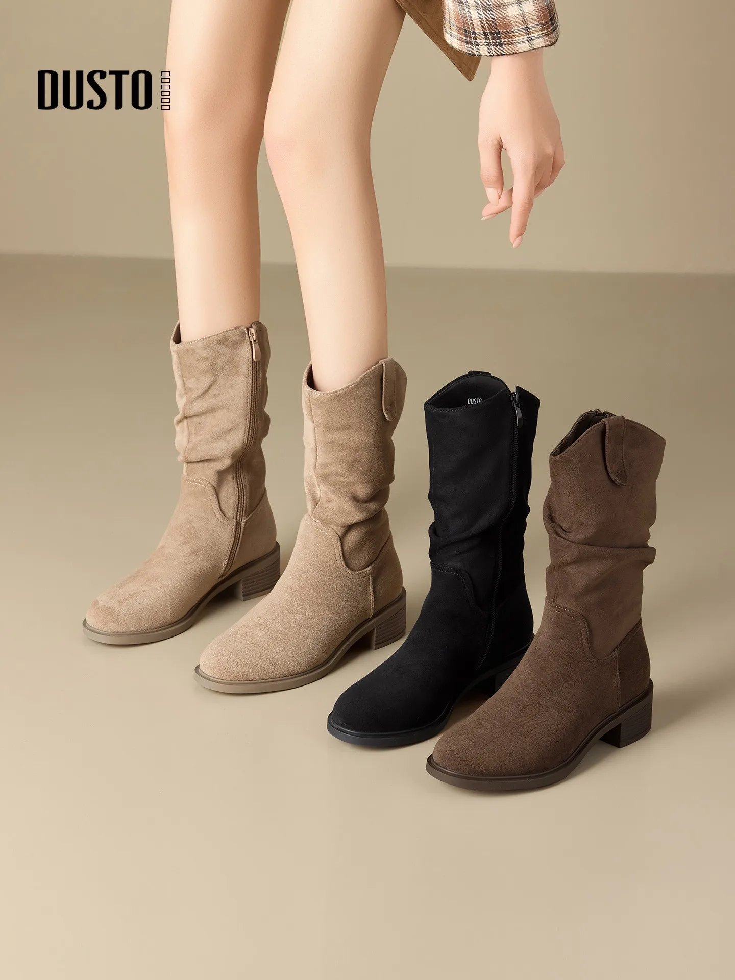 dusto-fce-lined-mid-calf-boots-women's-faionable-autumn-winter-ort-boots-versatile-western-sle-waterproof-platform