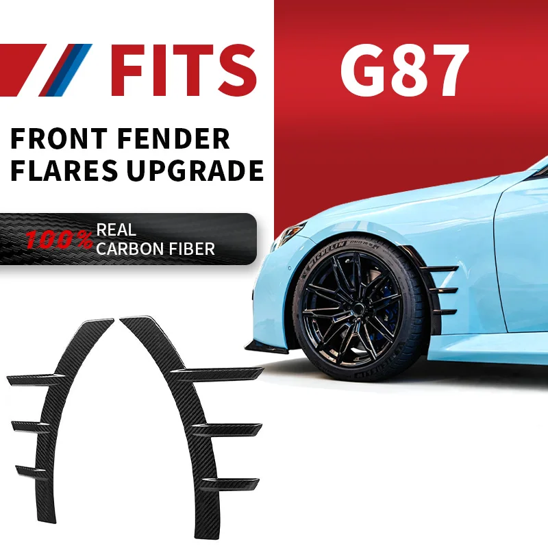 Real Dry Carbon Fiber MP Style Front Fender Spats For BMW G87 M2 2023+ Fender Extensions Accessories Carbon Fiber Side Spats